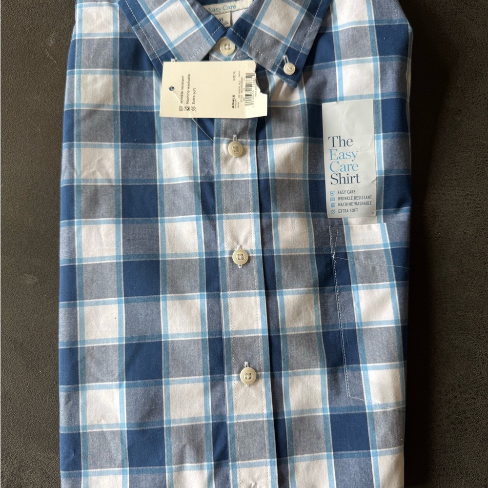 Croft & Barrow‎ Blue and White Plaid Men's Shirt xl
